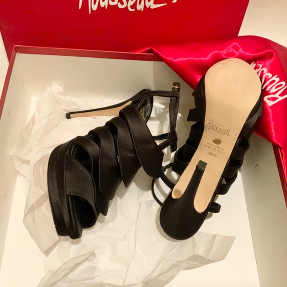 Jerome C. Rousseau Quorra Black Open Toe Pumps Stiletto Heel Fashionable Shoes - Picture 3 of 13